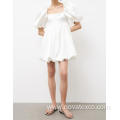 Satin Bubble Sleeves Dress